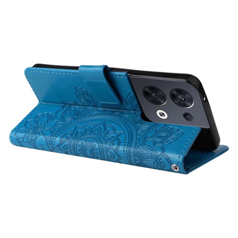 Capa Flip Para Oppo Reno 8 De Cordão Strappy Floral