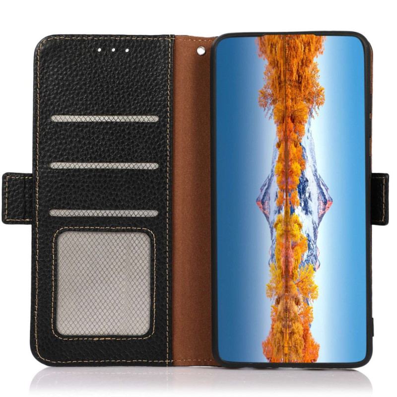 Capa Flip Para Oppo Reno 8 Couro De Lichia Khazneh Rfid
