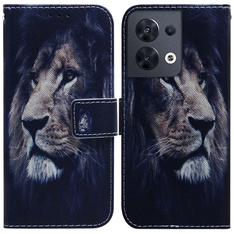 Capa Folio Para Oppo Reno 8 De Cordão Cordão Leão