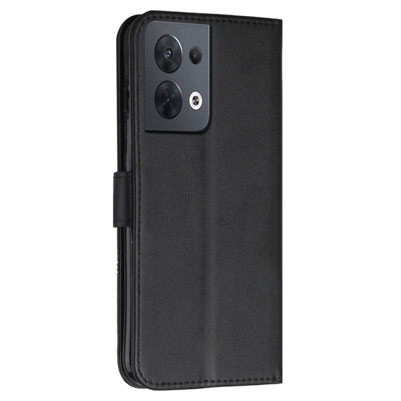 Capa Folio Para Oppo Reno 8 De Cordão Strappy Efeito De Couro Geométrico