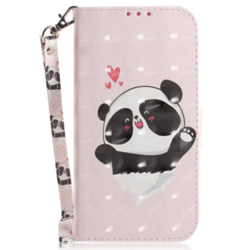 Capa Folio Para Oppo Reno 8 Panda Love Com Cordão