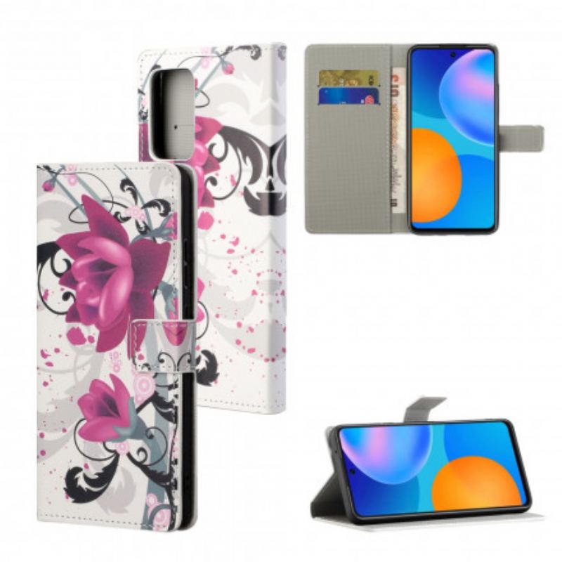 Capa Flip Para Samsung Galaxy A32 Flores Tropicais