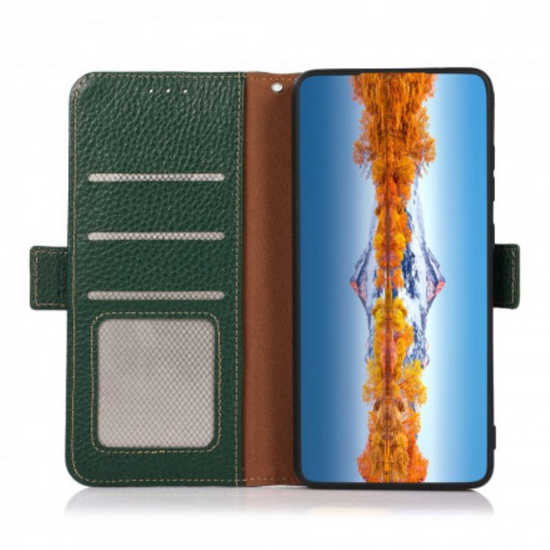 Capa Folio Para Samsung Galaxy A32 Couro De Lichia Khazneh Rfid