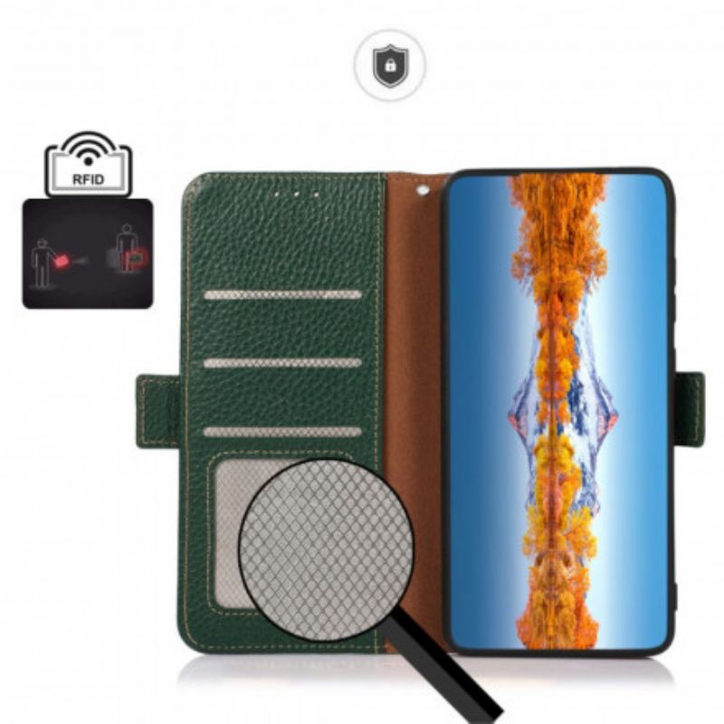 Capa Folio Para Samsung Galaxy A32 Couro De Lichia Khazneh Rfid