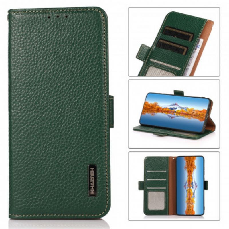 Capa Folio Para Samsung Galaxy A32 Couro De Lichia Khazneh Rfid