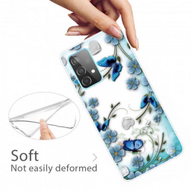 Capa Para Samsung Galaxy A32 Borboletas E Flores Retrô