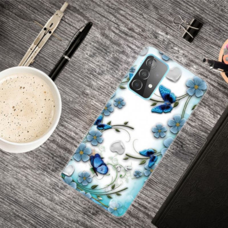Capa Para Samsung Galaxy A32 Borboletas E Flores Retrô