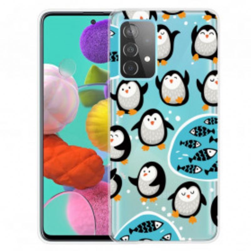 Capa Para Samsung Galaxy A32 Pinguins E Peixes