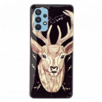 Capa Para Samsung Galaxy A32 Veado Majestoso Fluorescente