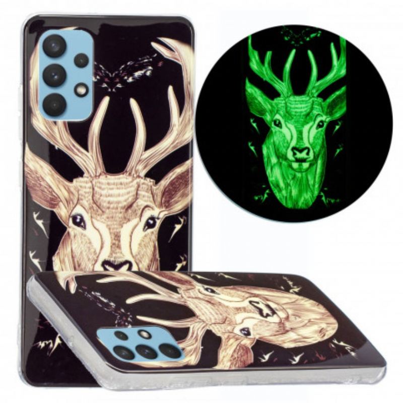 Capa Para Samsung Galaxy A32 Veado Majestoso Fluorescente