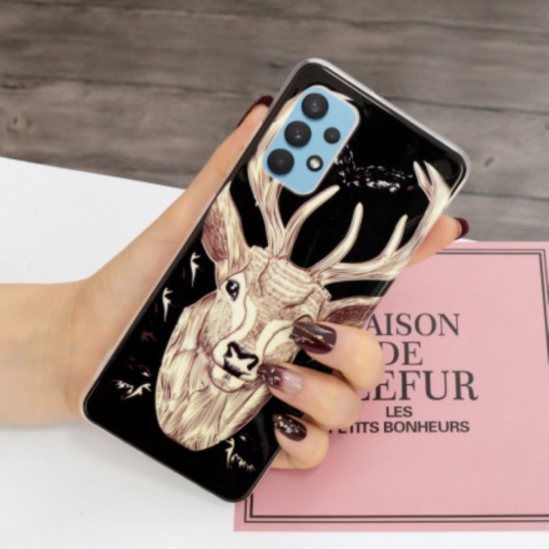 Capa Para Samsung Galaxy A32 Veado Majestoso Fluorescente