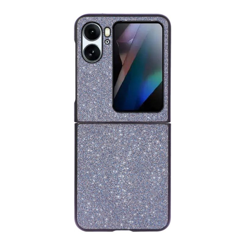 Capa Para Oppo Find N2 Flip De Couro Lantejoulas De Couro Falso