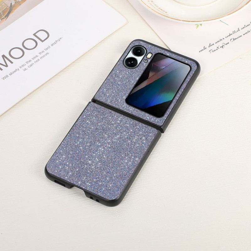 Capa Para Oppo Find N2 Flip De Couro Lantejoulas De Couro Falso