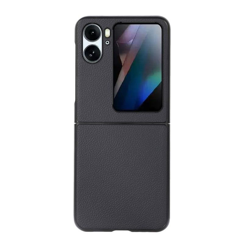 Capa Para Oppo Find N2 Flip De Couro Couro Lichia Genuíno