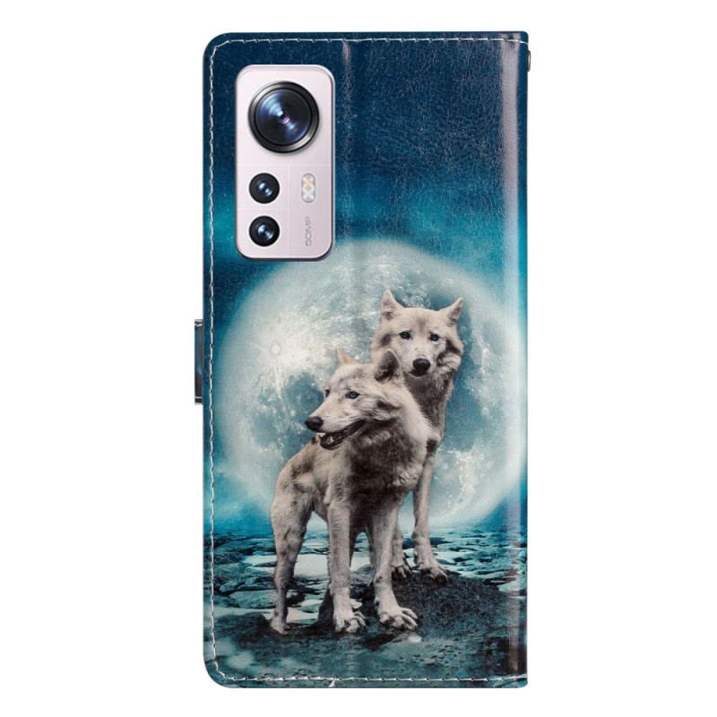 Capa De Couro Para Xiaomi 12 Lite De Cordão Lobo Cordão