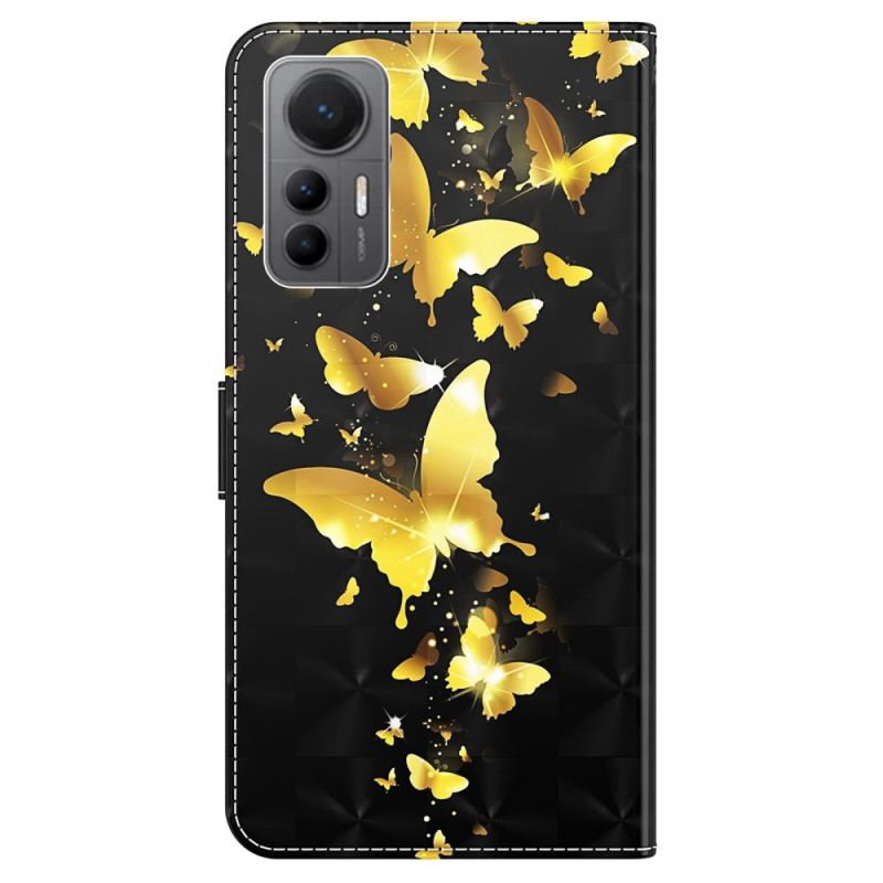 Capa De Couro Para Xiaomi 12 Lite De Cordão Tanga Borboletas