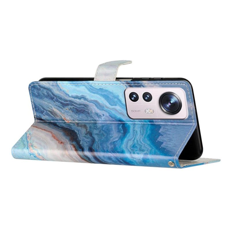 Capa De Couro Para Xiaomi 12 Lite De Cordão Tira De Mármore