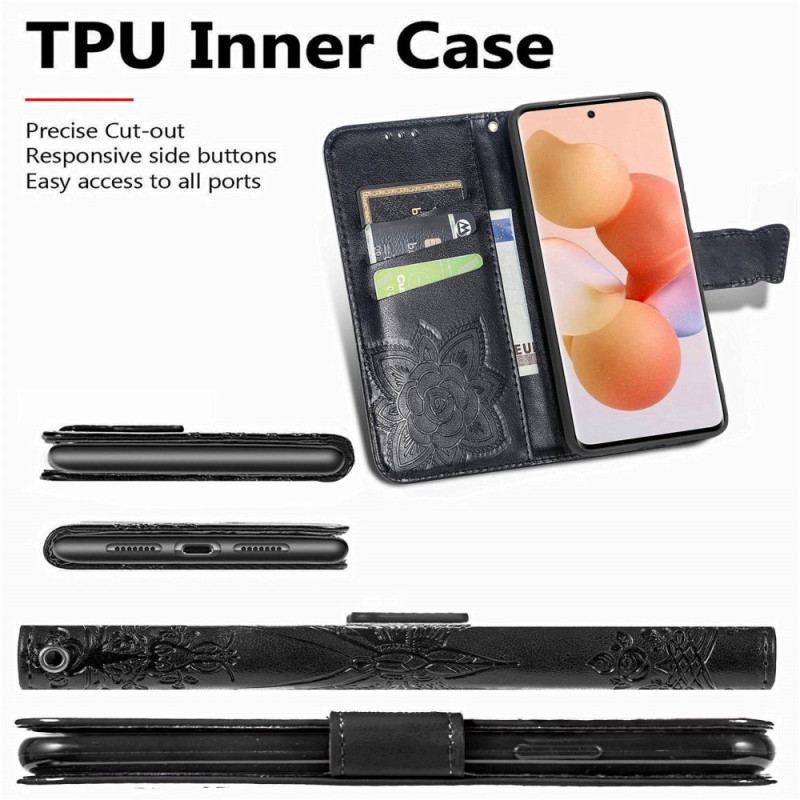 Capa Flip Para Xiaomi 12 Lite Borboleta Barroca