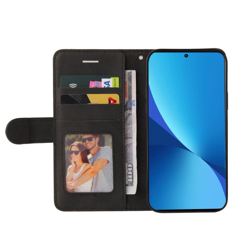 Capa Flip Para Xiaomi 12 Lite De Cordão Correia De Dois Tons
