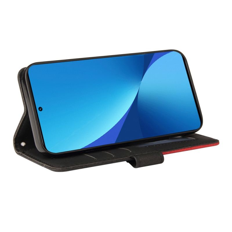 Capa Flip Para Xiaomi 12 Lite De Cordão Correia De Dois Tons