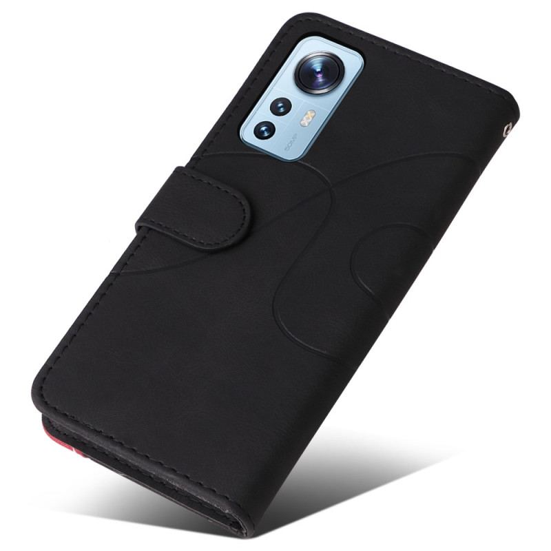 Capa Flip Para Xiaomi 12 Lite De Cordão Correia De Dois Tons