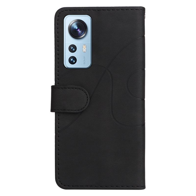 Capa Flip Para Xiaomi 12 Lite De Cordão Correia De Dois Tons