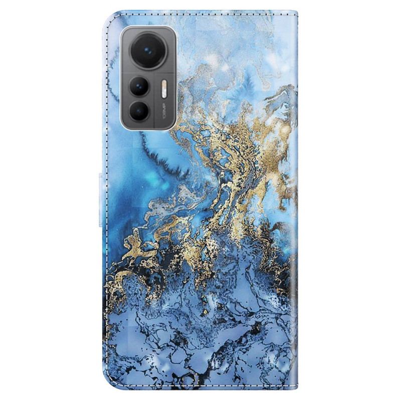Capa Flip Para Xiaomi 12 Lite De Cordão Strappy Estilo Mármore