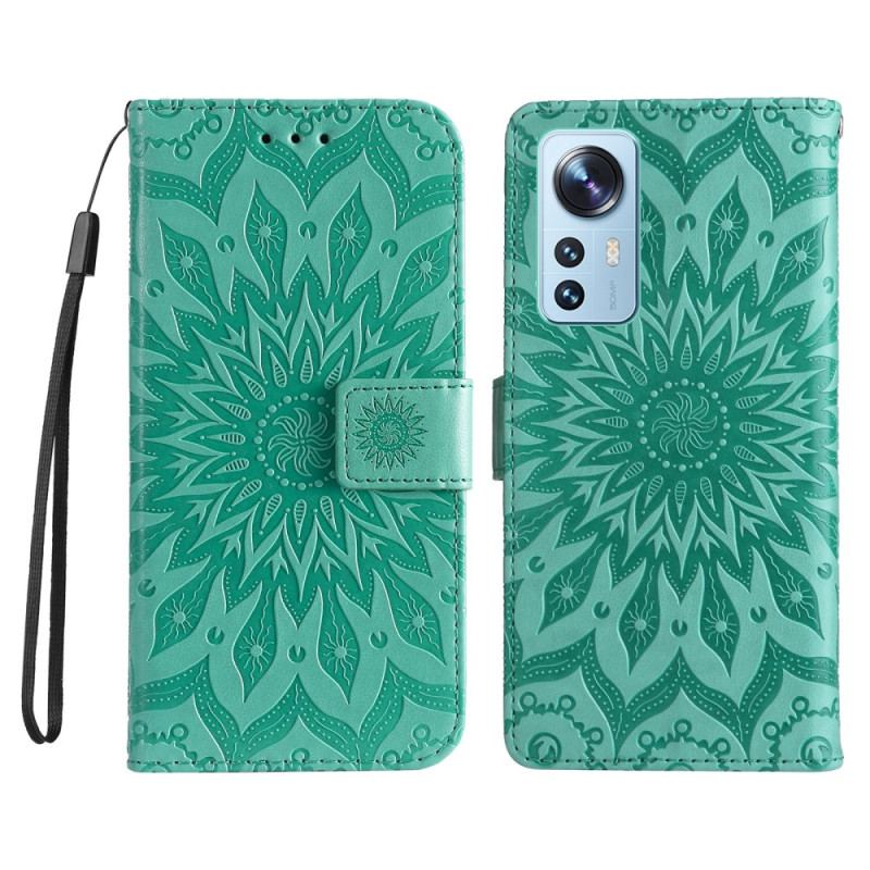 Capa Flip Para Xiaomi 12 Lite Mandala Sol Com Cordão