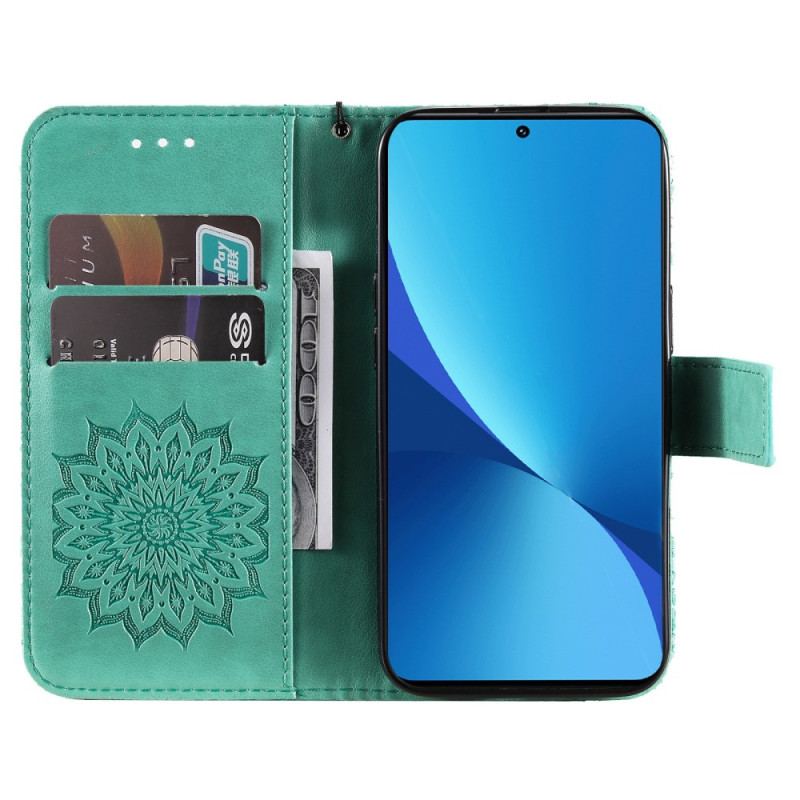 Capa Flip Para Xiaomi 12 Lite Mandala Sol Com Cordão