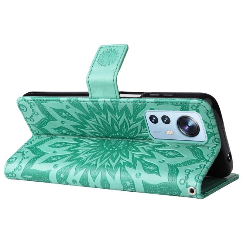 Capa Flip Para Xiaomi 12 Lite Mandala Sol Com Cordão