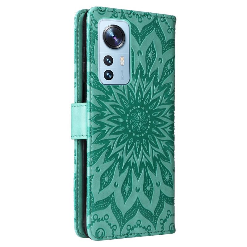 Capa Flip Para Xiaomi 12 Lite Mandala Sol Com Cordão