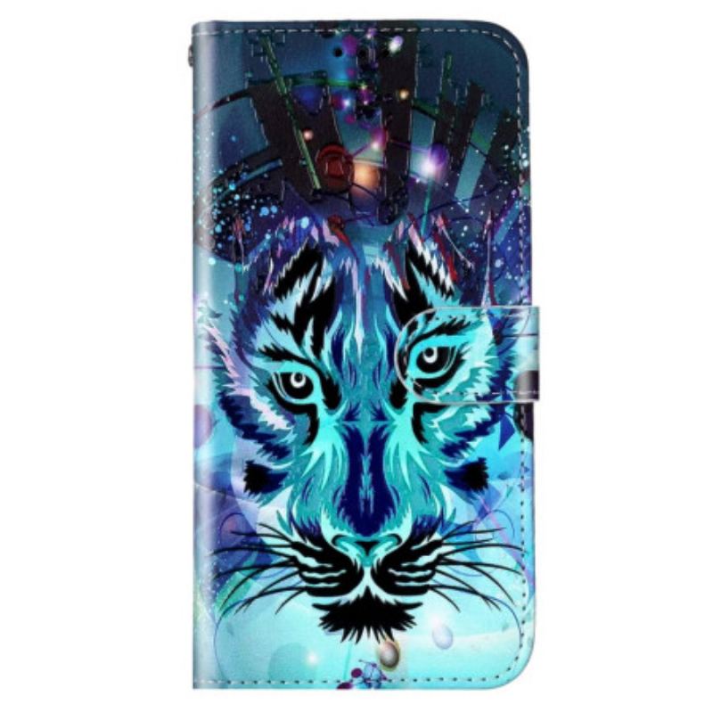Capa Folio Para Xiaomi 12 Lite Tigre Com Cordão