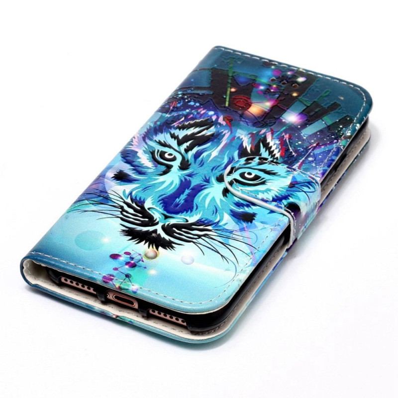 Capa Folio Para Xiaomi 12 Lite Tigre Com Cordão