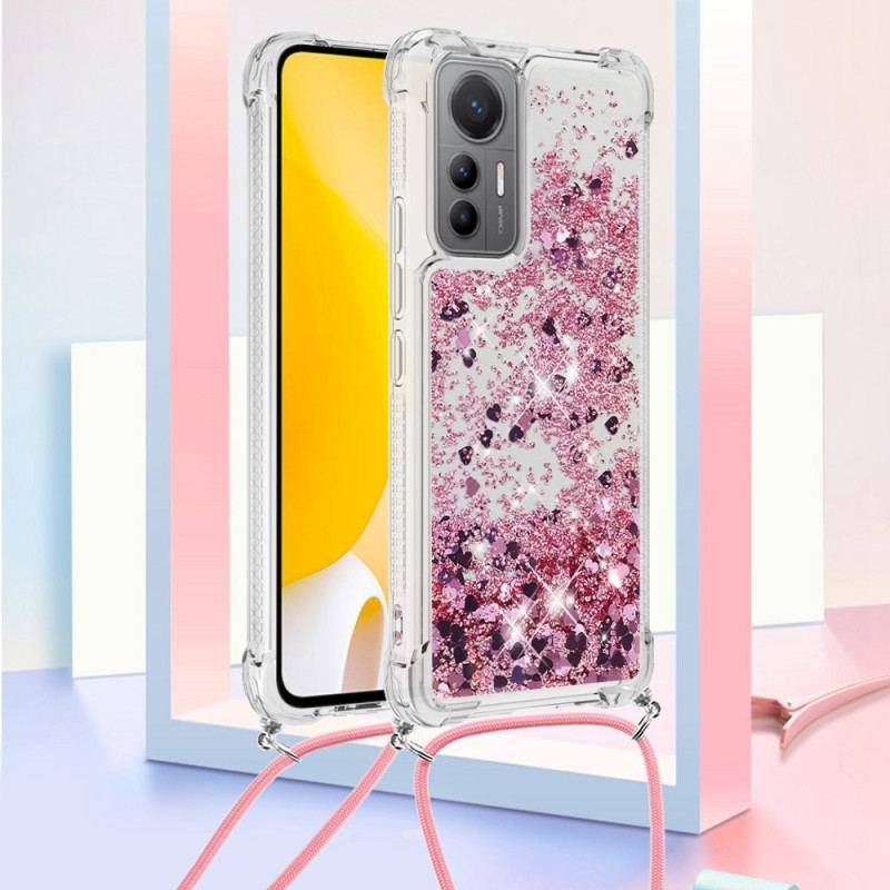 Capa Para Xiaomi 12 Lite De celular Desenho De Lantejoulas Com Cordão