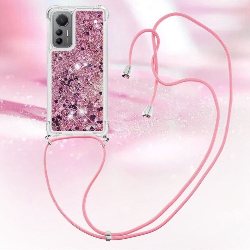 Capa Para Xiaomi 12 Lite De celular Desenho De Lantejoulas Com Cordão