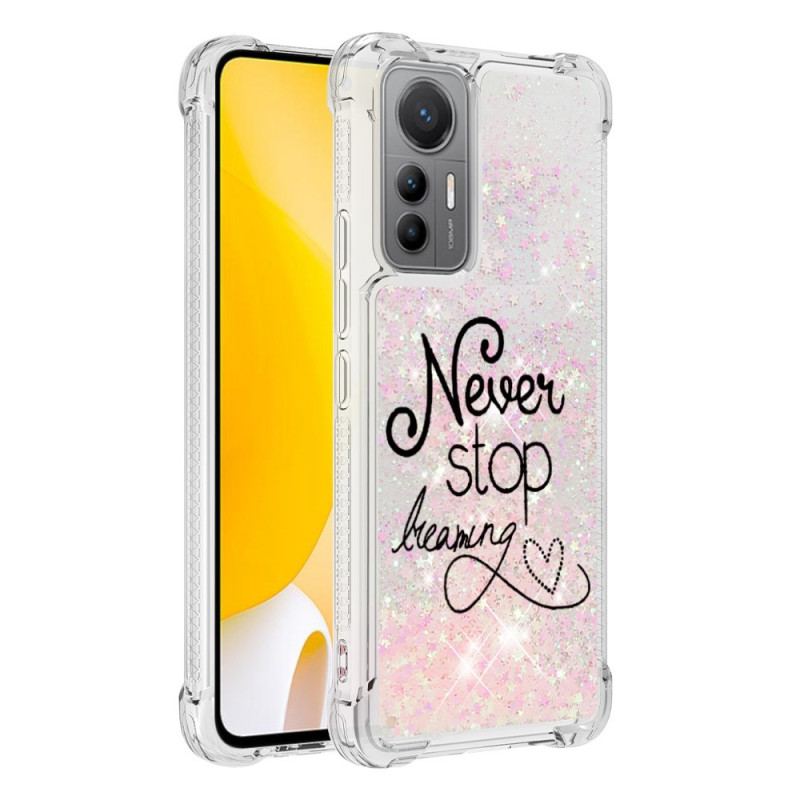 Capa Para Xiaomi 12 Lite Nunca Pare De Sonhar Lantejoulas