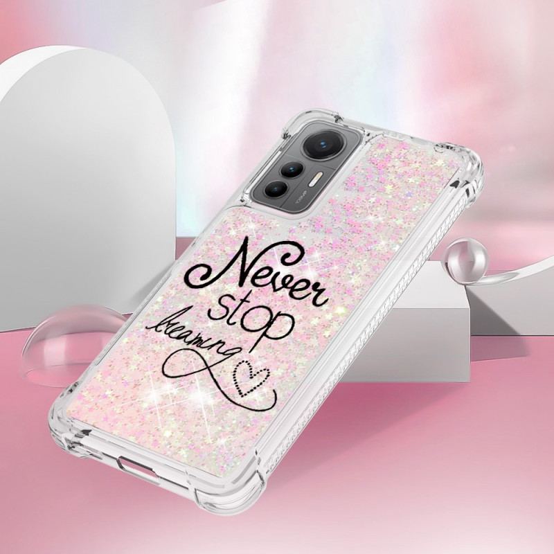 Capa Para Xiaomi 12 Lite Nunca Pare De Sonhar Lantejoulas