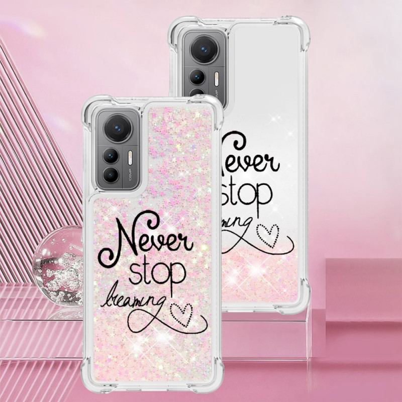 Capa Para Xiaomi 12 Lite Nunca Pare De Sonhar Lantejoulas