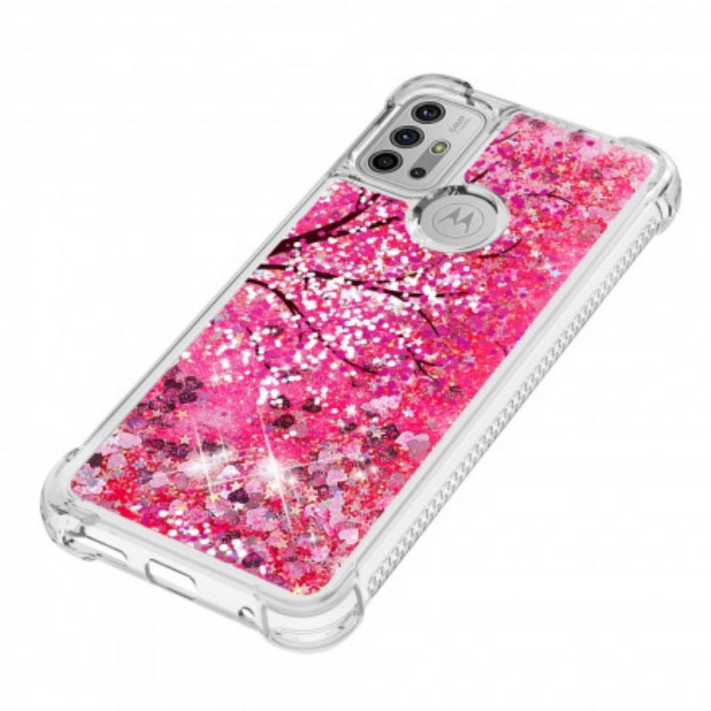 Capa De Celular Para Moto G30 / G10 Árvore Glitter