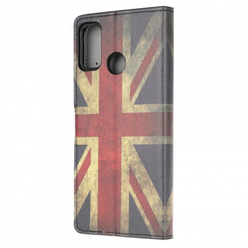 Capa De Couro Para Moto G30 / G10 Bandeira Da Inglaterra
