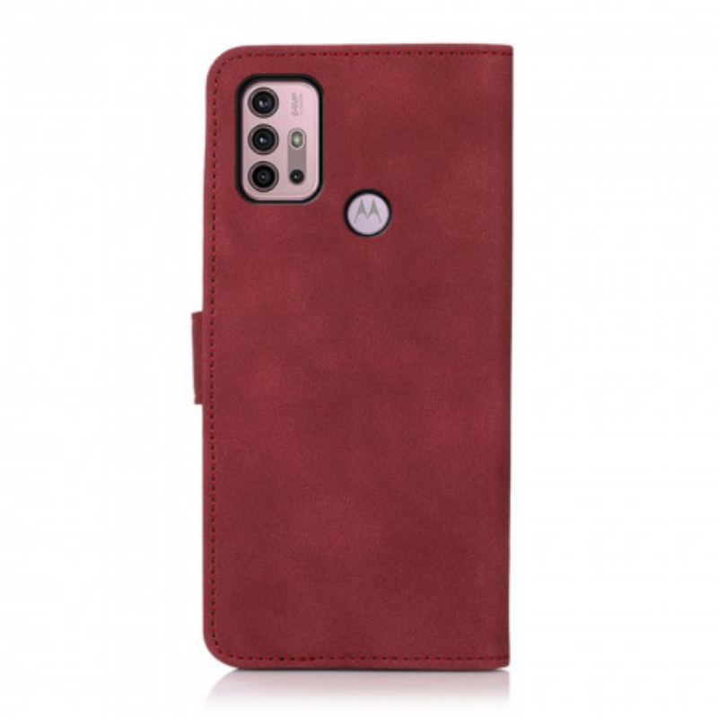 Capa De Couro Para Moto G30 / G10 Efeito Couro Texturizado Khazneh