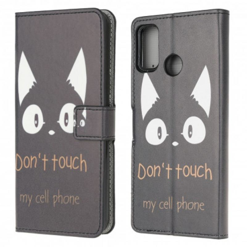 Capa De Couro Para Moto G30 / G10 Não Toque No Meu Celular