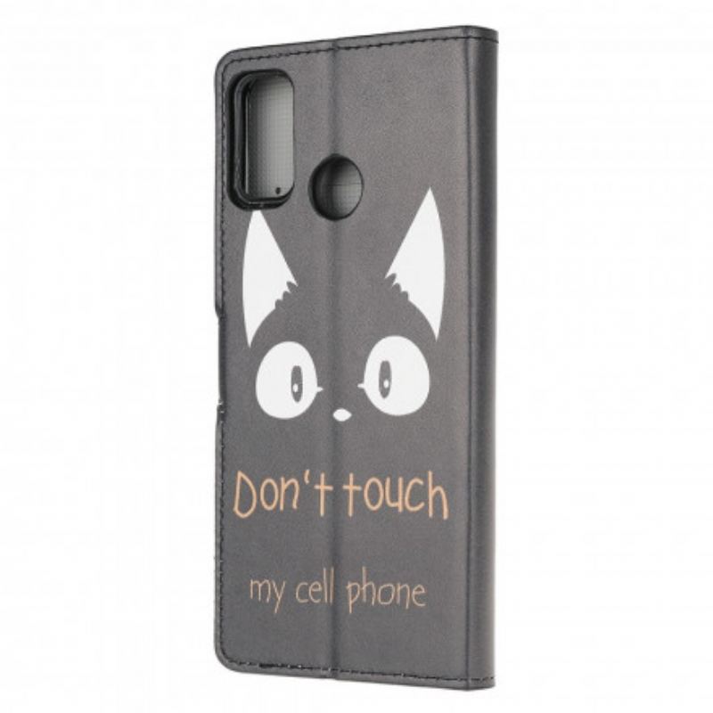 Capa De Couro Para Moto G30 / G10 Não Toque No Meu Celular