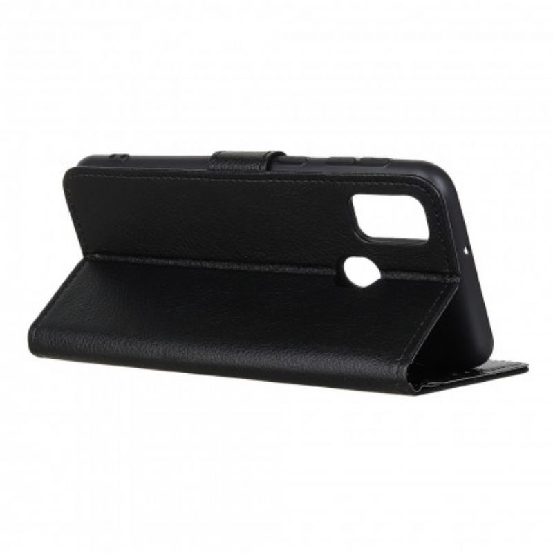 Capa De Couro Para Moto G30 / G10 Couro Sintético De Lichia Tradicional