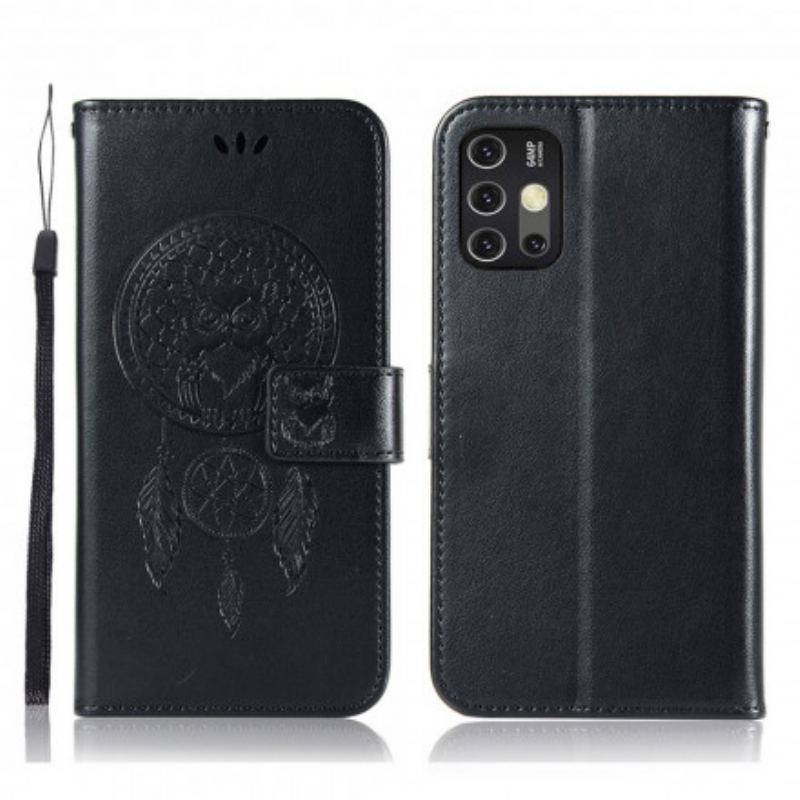 Capa Em Pele Para Moto G30 / G10 Coruja Sonhadora