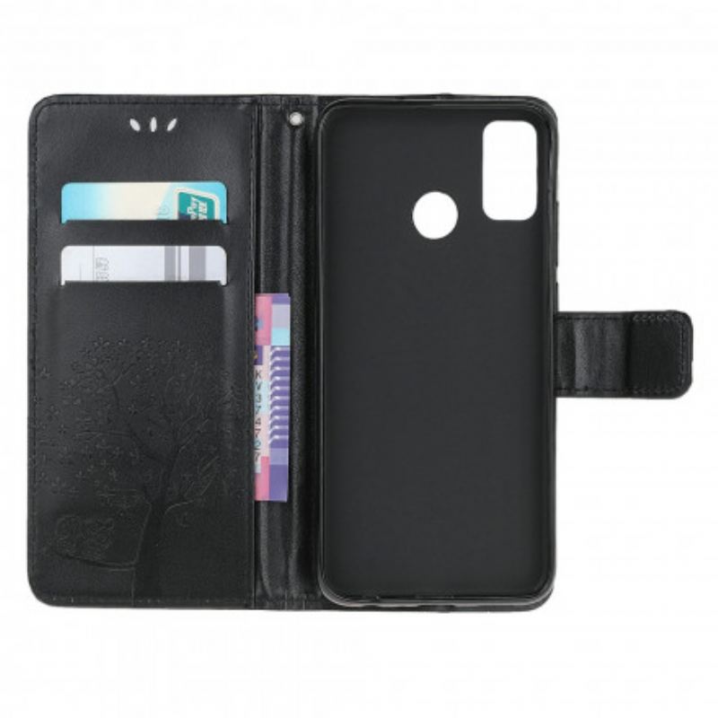 Capa Flip Para Moto G30 / G10 De Cordão Tanga E Corujas