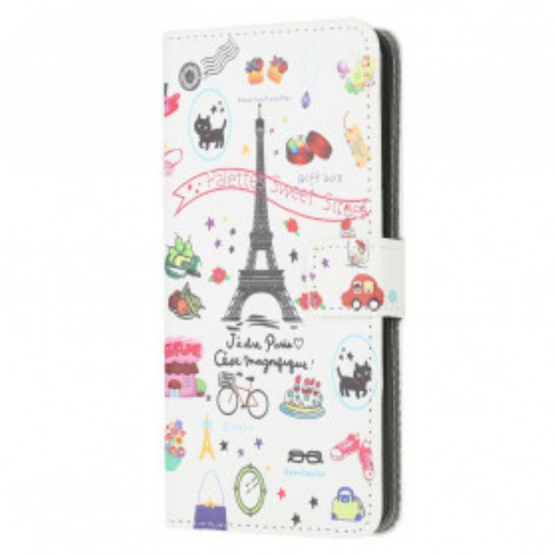 Capa Flip Para Moto G30 / G10 Eu Amo Paris