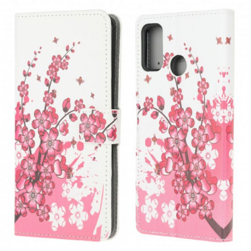 Capa Flip Para Moto G30 / G10 Flores Tropicais