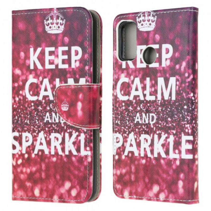 Capa Flip Para Moto G30 / G10 Mantenha A Calma E Brilhe