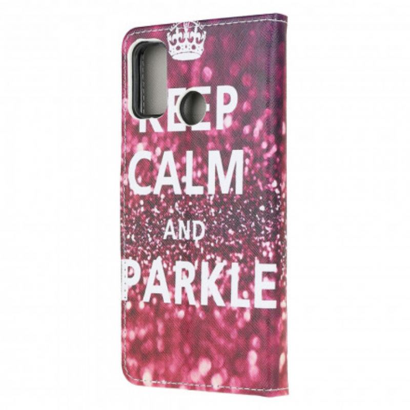 Capa Flip Para Moto G30 / G10 Mantenha A Calma E Brilhe
